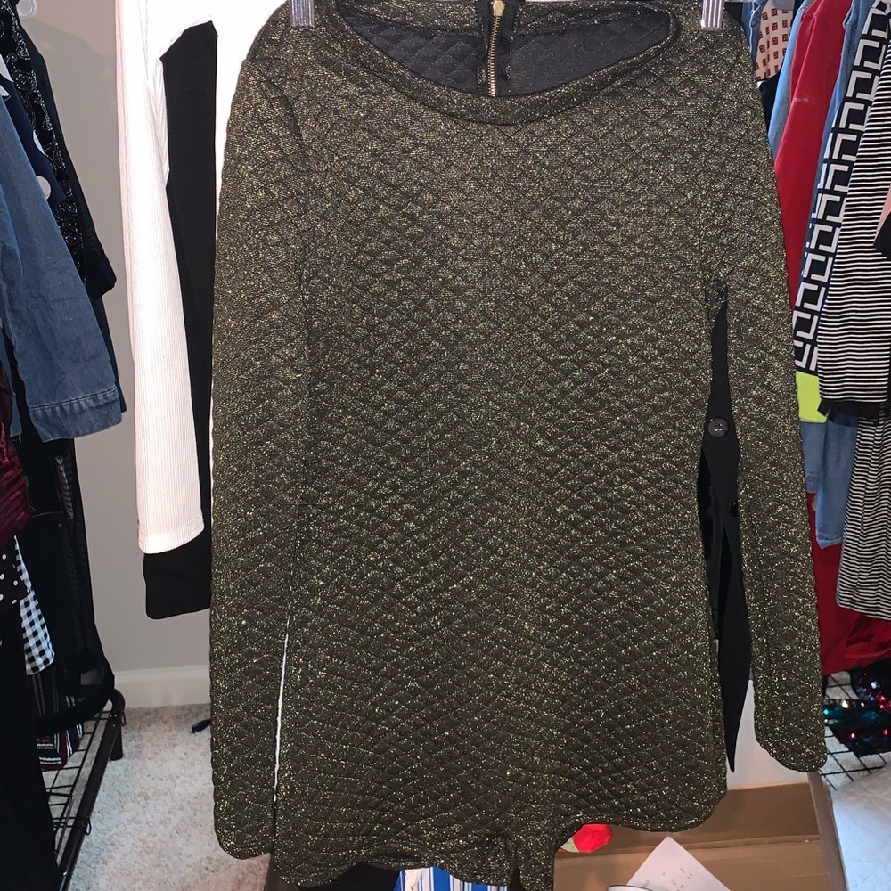 Shiny olive green short jumpsuit